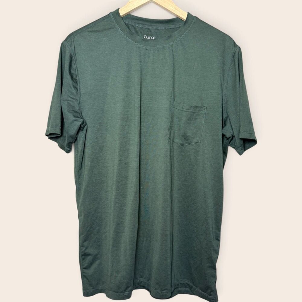 Quince Green Stretch Performance Pocket Tee M Minimalist Quiet Luxury Athleisure